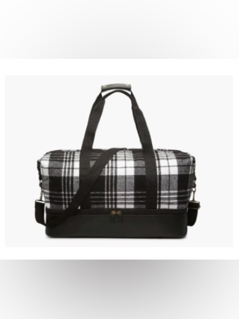 DSW Black/White Plaid Weekender Bag